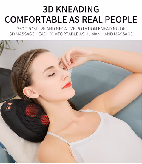 3D Home Office Use Shiatsu Body Massager Back Shoulder Neck Rolling Kneading Massage Pillow with Heating Compress